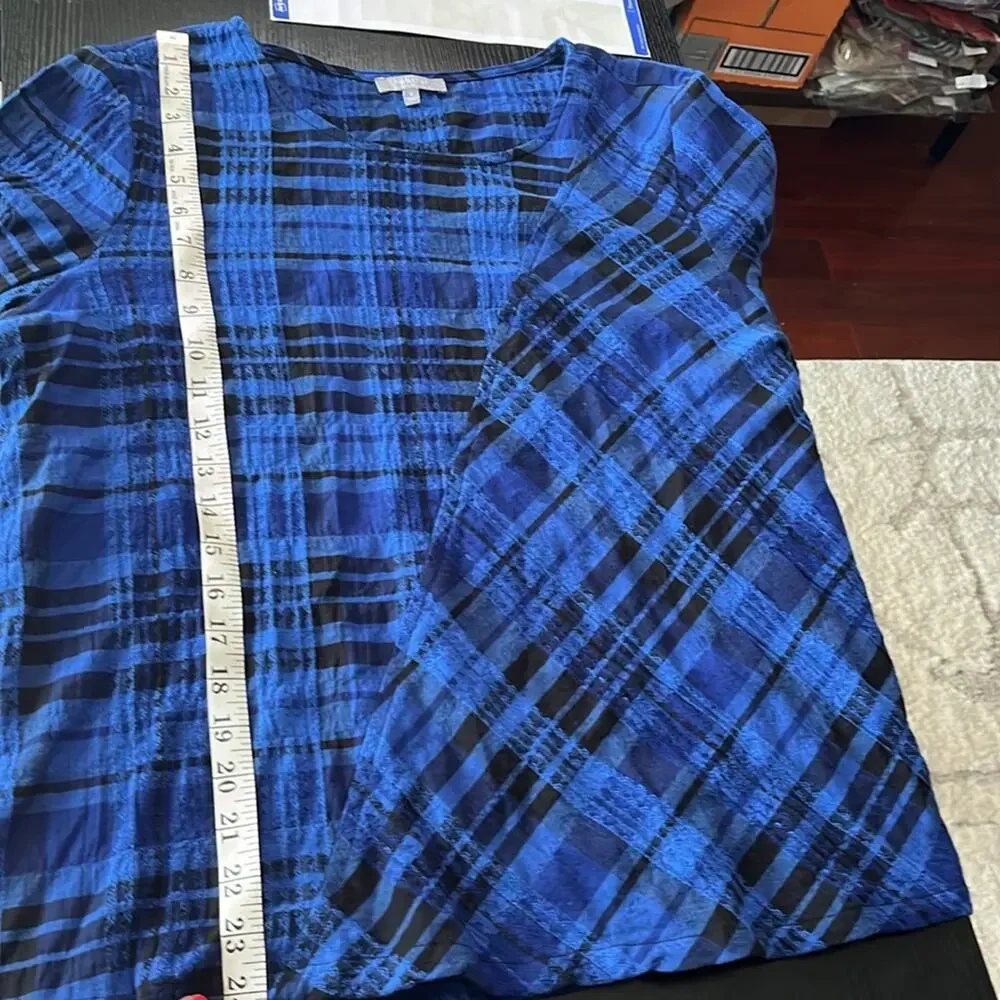 Habitat Blue Plaid Comfy Casual Blouse
